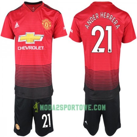 Koszulka Manchester United Ander Herrera 21 Dziecięcy Domowe Stroje Piłkarskie 2018-2019 Krótki Rękaw